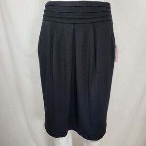 Love 21 Black Pencil SKIRT Womens Size M Pleated Waistband Knit Pockets Zip NWT